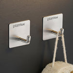 Plantex Wall Hanging Hook/Bath Towel Hook/Self Adhesive Square Robe Hooks for Kitchen/Bathroom/Stylish Home Decor Items - Pack of 2 (Chrome)