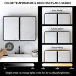 Plantex Steel bathroom mirror cabinet with LED/Bathroom Organiser/Double Door Rectangle Cabinet/Shelf for Wall with Mirror (32x24 Inch-Black)