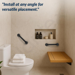 Plantex 11 Inch Stainless Steel Grab Bar for Toilet/Safety Support for Senior Citizens/Secure Bathroom Handrail/Bathroom Accessories (Black)