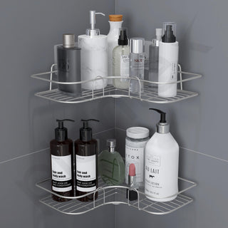 Plantex Stainless Steel Bathroom Corner Shelf/Self Adhesive Bathroom Shelf for Wall/Bathroom Organiser Without Drill - Pack of 2 (Chrome)