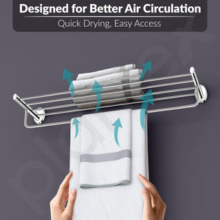 Plantex 304 Stainless Steel Towel Holder in Bathroom/Cloth Hanger for Bathroom/Towel Rack/Bathroom Accessories - Oreva (Chrome) 24 Inch