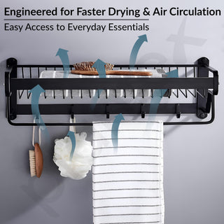 Plantex Space Aluminium Bathroom Hangers for Clothes/Towel Holder in Bathroom/Towel Stand/Bathroom Accessories (22 Inch) Matt Black