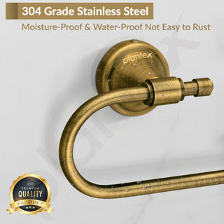Plantex Bathroom Accessories - Stainless Steel 304 Grade Niko Napkin Holder/Towel Holder/Towel Hanger for Kitchen/Towel Ring (Brass Antique)