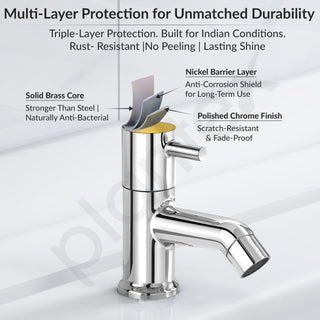 Plantex Pure Brass Pillar Cock Water Tap with Teflon Tape/Basin Tap with Water Saving Nozzle for Kitchen Tap-7 Year Warranty (ICO-903 Chrome)