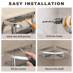 Plantex Bathroom Corner Shelf for Wall Mount/304 Grade Stainless Steel Corner Shelf for Bathroom with Railings/Bathroom Accessories Holder (9x9 inches, Chrome)