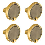 Plantex Knobs for Drawers/Drawer Knobs/Round Knob for Cabinets/Pull-Push Knob for Kitchen/Bedroom/Drawer - Pack of 4 (Brass Antique & Gold)