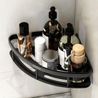 Plantex Self Adhesive Bathroom Shelf/Corner Shelf for Bathroom Wall/Wall Mounted Bathroom Shelves & Accessories/No Drill Kitchen Organizer Rack Shelf-Pack of 1(9x9 Inch,Matt Black)