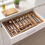 Plantex Cutlery Tray for Kitchen/Adjustable Cutlery Tray with Choping Board | Wooden Storage Box for Kitchen Drawer - Pack of 1 (21 X 19 Inch)