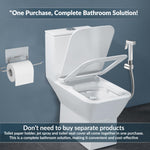 Plantex Hygienic Toilet Combo/Polypropylene Toilet Seat Cover/Self Adhesive Toilet paper holder/D- Shape Health Faucet Set with 1.20 meter hose Pipe for Toilet and Clamp (Chrome)