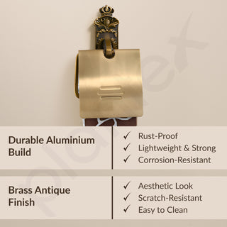 Plantex Antique Aluminum Toilet Paper Holder/Tissue Paper Roll Holder/Toilet Paper Holder Roll Holder for Bathroom Accessories (Brass-Antique)