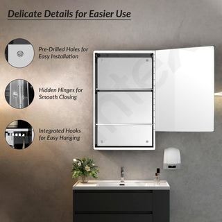 Plantex Premium 304 Stainless Steel Bathroom Mirror Cabinet with Lower Shelf/Bathroom Organiser/Bathroom Mirror with Storage/Bathroom Shelf with Mirror/Bathroom Accessories (20x32 Inch-Chrome)