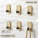 Plantex Wooden Wall Hanging Hook/Bath Towel Hook/Self Adhesive Capsule Robe Hooks for Kitchen/Bathroom/Stylish Home Decor Items - Pack of 4 (Black Wooden)