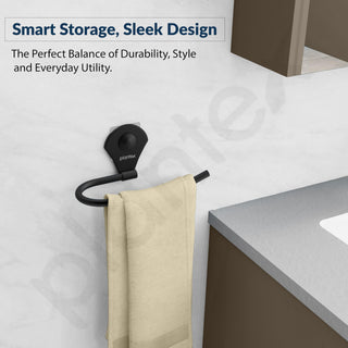 Plantex Royal Self Adhesive Stainless Steel Napkin Ring/Towel Ring/Napkin Holder/Bathroom Accessories (Black, Powder Coated)
