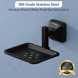 Plantex 304 Grade Stainless Steel Soap Holder for Bathroom/Soap Dish/Soap Stand/Bathroom Accessories - Squaro (Black)