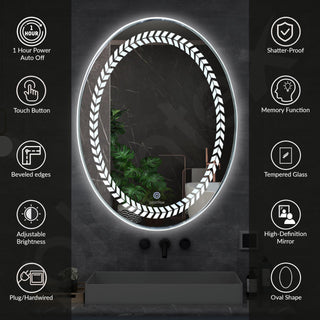 Plantex Light Mirror for Bathroom/LED Mirror for Wall with 3 Tone/Designer Mirror for Living Room/Bedroom/Dressing Room - Oval Shape (18 X 24 Inch)