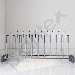 Plantex Stainless Steel Thali Stand/Dish Rack Kitchen Cabinet/Plate Stand for Modular Kitchen/Tandem Box Accessories - 10 Sections (Chrome/Pack of 1)