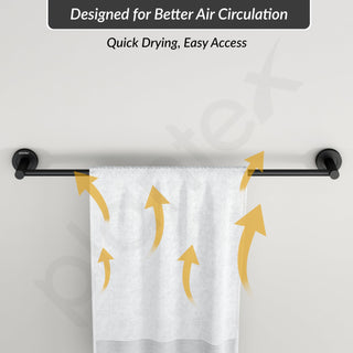 Plantex Stainless Steel Single Towel Rod for Bathroom/Towel Holder/Bathroom Hangers for Clothes/Bathroom Accessories (24 - Inch, Black)