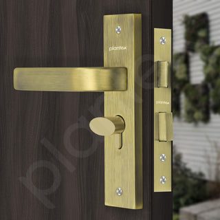 Plantex Heavy-Duty Door Lock Set - Main Door Lock Handle Set/ 6-Lever Lock Mechanism with 3 Years of Warranty/Mortise Lock with 3 Keys, Brass Lock Body & Cylinder(8107 - Brass Antique)