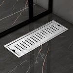 Plantex 304 Grade Stainless Steel Shower Water Drain Channel/12x4 Inch Floor Drain/Drainage Cover/Floor Drain Cover with Removable Grate - (VERTICLE, Chrome)