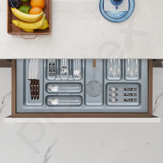 Plantex Cutlery Tray for Kitchen Drawer/Cutlery Cosmetic Stationary Organizer/Cabinet Cutlery Tray Organizer for Modular Kitchen - (Grey-32.5 X 18.5 INCH)