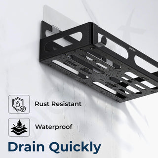 Plantex Shelf for Bathroom/Self-Adhesive Bathroom Organizer/Wall Mount/Shelf for Kitchen - Pack of 3 (Black)