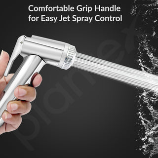 Plantex Jet Spray for Toilet/ABS Health Faucet with 1 Meter Shower Hose Pipe and Wall Hook/Health Faucet Set for Bathroom/Hand Gun for Toilet - (Jecquar, Chrome)
