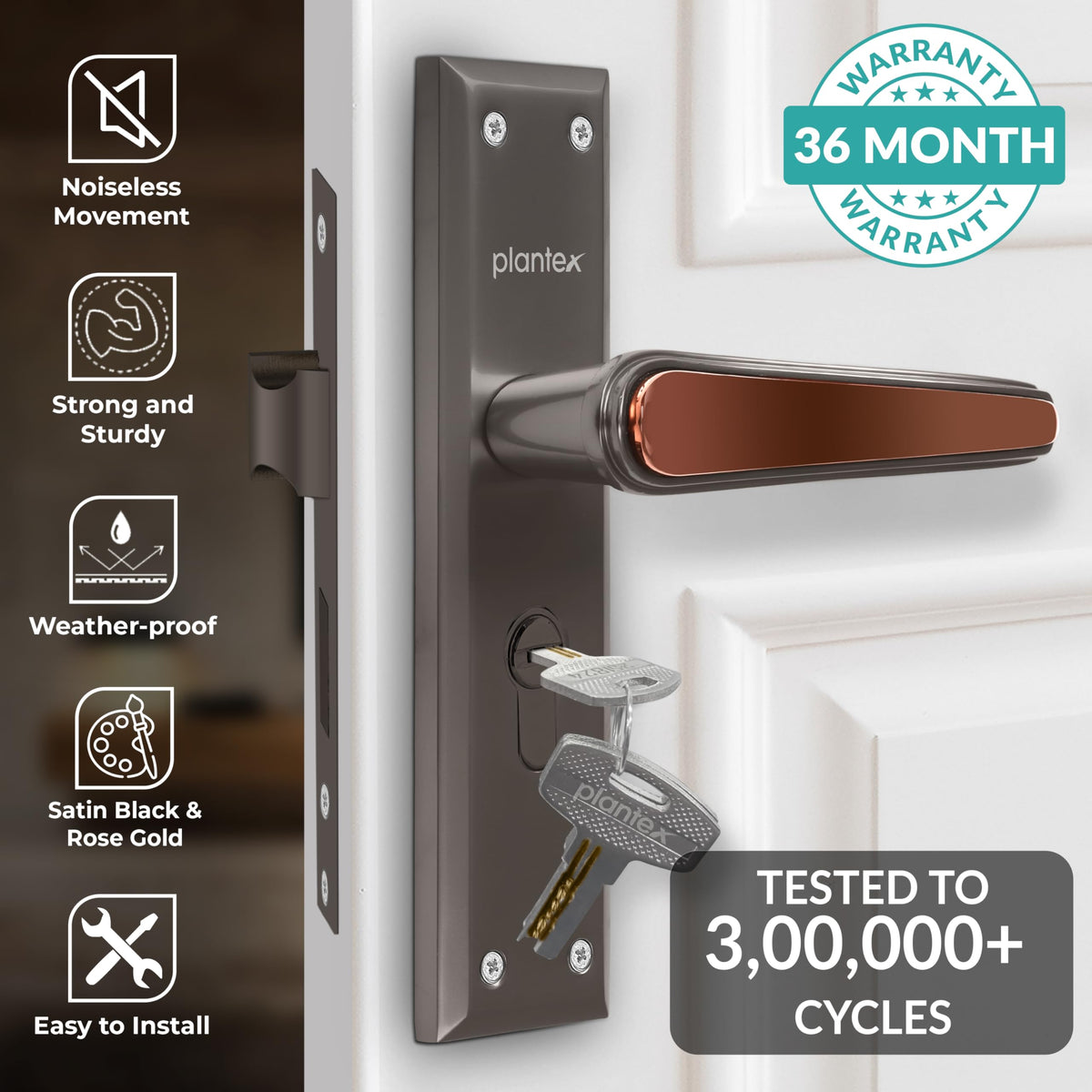 Plantex Heavy-Duty Door Lock Set - Main Door Lock Plate Handle Set