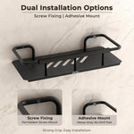 Plantex Self Adhesive Bathroom Shelf/Stainless Steel Bathroom Shelf Rack/Wall Shelf for Bathroom/Bathroom Organiser without Drill/Bathroom Accessories Set- Pack of 1 (12x5 inches, Black)
