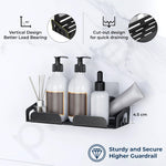 Plantex Bathroom Organiser Without Drill/Stainless Steel Self Adhesive Shelf/Soap Dish for Kitchen/Wall Mount Tumbler Holder - Bathroom Accessories Set (Black, Combo)