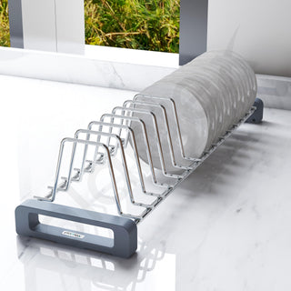 Plantex Stainless Steel Saucer Stand/Dish/Rack/Plate Stand/Thali Stand/Dish Rack for Modular Kitchen Basket/Tandem Box Accessories – (Chrome)