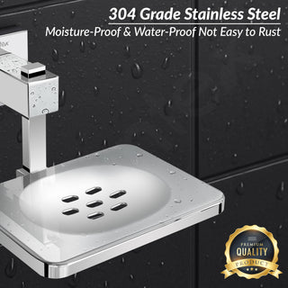 Plantex 304 Grade Stainless Steel/Soap Holder for Bathroom/Soap Holder/Soap Dish/Bathroom Accessories - Splash (Chome)