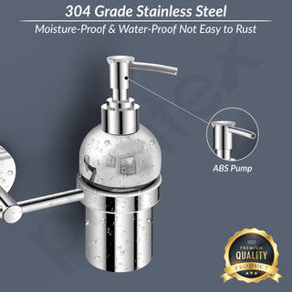 Plantex 304 Grade Stainless Steel Handwash Holder for Wash Basin Liquid soap Dispenser/Bathroom Accessories - Oreo (Chrome)
