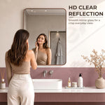 Plantex Aluminium Frame Mirror for Bathroom/Wall Mount Square Mirror for Bedroom/Dressing Room/Living Room/Entryway - (Rose Gold, 20x28 Inch)