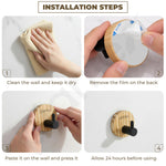 Plantex Wooden Wall Hanging Hook/Round Self Adhesive Robe Hooks for Kitchen/Bathroom/Bath Towel Hook/Stylish Home Decor Items - Pack of 4 (Black Wooden)