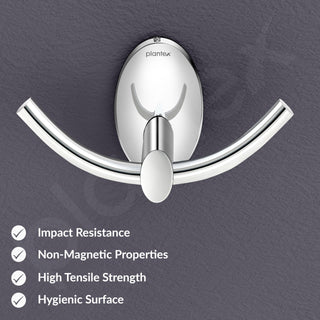 Plantex 304 Grade Stainless Steel Bathroom Hooks for Hanging Towels and Clothes in Washroom/Bathroom Accessories - Oreva (Chrome)
