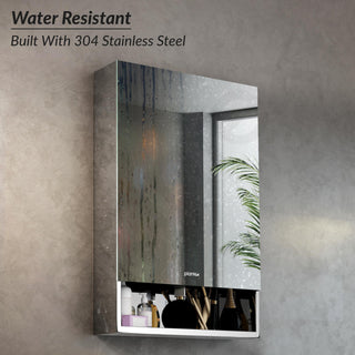 Plantex Premium 304 Stainless Steel Bathroom Mirror Cabinet with Lower Shelf/Bathroom Organiser/Bathroom Mirror with Storage/Bathroom Shelf with Mirror/Bathroom Accessories (20x32 Inch-Chrome)