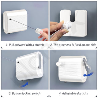 Plantex Retractable Single Row Clothesline/Indoor - Outdoor Clothesline/Lockable Cloths Line - Approx 4.1 Meter (13.45 ft.) - (20 kg Capacity) (White)