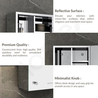 Plantex Premium Bathroom Cabinet with Mirror/ 304 Stainless Steel Bathroom Organiser with Mirror/Bathroom Shelf for Wall with Mirror/Bathroom Accessories(10x16 Inch-Chrome)