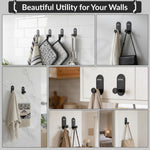 Plantex Wall Hanging Hook/Bath Towel Hook/Self Adhesive Oval Robe Hooks for Kitchen/Bathroom/Stylish Home Decor Items - Pack of 2 (Black)