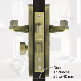 Plantex Heavy-Duty Door Lock Set - Main Door Lock Handle Set/ 6-Lever Lock Mechanism with 3 Years of Warranty/Mortise Lock with 3 Keys, Brass Lockbody & Cylinder (8105 -Brass Antique)