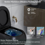 Plantex Imported Ceramic Wall Hung Commode /Rimless Washdown Western Toilet/ P Trap Western Commode with Soft Close Toilet Seat (Matt Black)