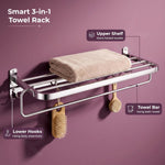 Plantex 24 Inch Towel Rack for Bathroom/304 Grade Stainless Steel Towel Bar/Towel Holder with Rod/Hook/Bathroom Accessories - (Chrome)