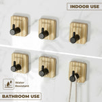 Plantex Wooden Wall Hanging Hook/Square Self Adhesive Robe Hooks for Kitchen/Bathroom/Bath Towel Hook/Stylish Home Decor Items - Pack of 6 (Black Wooden)