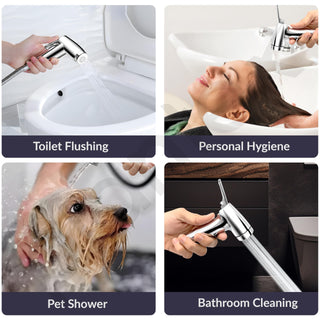 Plantex ABS Plastic Jet Spray for Toilet/Health Faucet for Bathroom/Faucet Gun Only/Round Hand Shower for Toilet - Pack of 1 (Chrome)