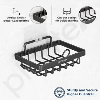 Plantex GI Steel Soap Dish for Bathroom/Self Adhesive Soap Holder for Kitchen/Soap Stand/Case/Bathroom Accessories - Pack of 2 (Black)