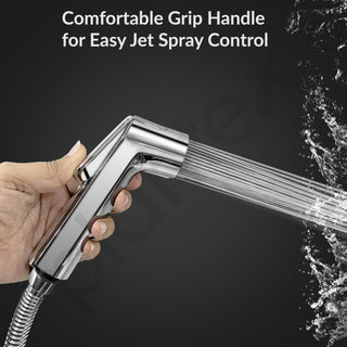 Plantex Jet Spray for Toilet/ABS Health Faucet with 1 Meter Shower Hose Pipe and Wall Hook/Health Faucet Set for Bathroom/Hand Gun for Toilet - (Royal, Chrome)