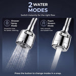 Plantex Water Saving Kitchen Tap Extender/2 Mode ABS Flexible Tap Extension With Aerator/360° Neck Rotation -(Chrome, APS-N-3)