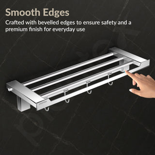 Plantex Towel Rack for Bathroom/304 Grade Stainless Steel Towel Bar/24 Inch Towel Hanger/Towel Stand/Bathroom Accessories - Pack of 1 (Tesla - 2706, Chrome)