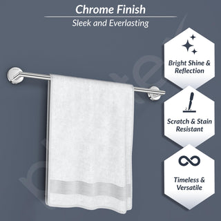 Plantex 304 Grade Stainless Steel Single Towel Rod/Towel Hanger for Bathroom/Towel Bar/Towel Stand/Bathroom Accessories - Oreo (Chrome)