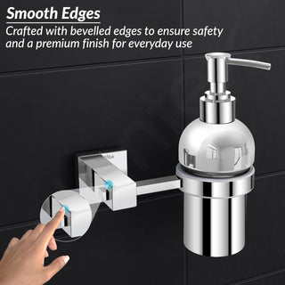 Plantex 304 Grade Stainless Steel Handwash Holder for Wash Basin Liquid Soap Dispenser/Bathroom Accessories - Splash (Chrome)